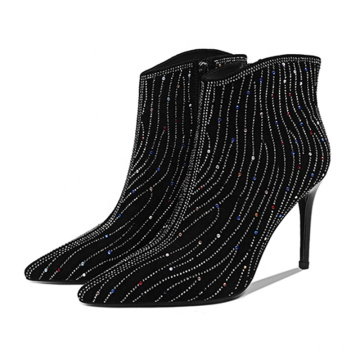 2019 Women's Rhinestone Ankle Boots High Heel Crystal A303c Dress Bootie Ladies Women Custom Winter Boots Shoes For Women